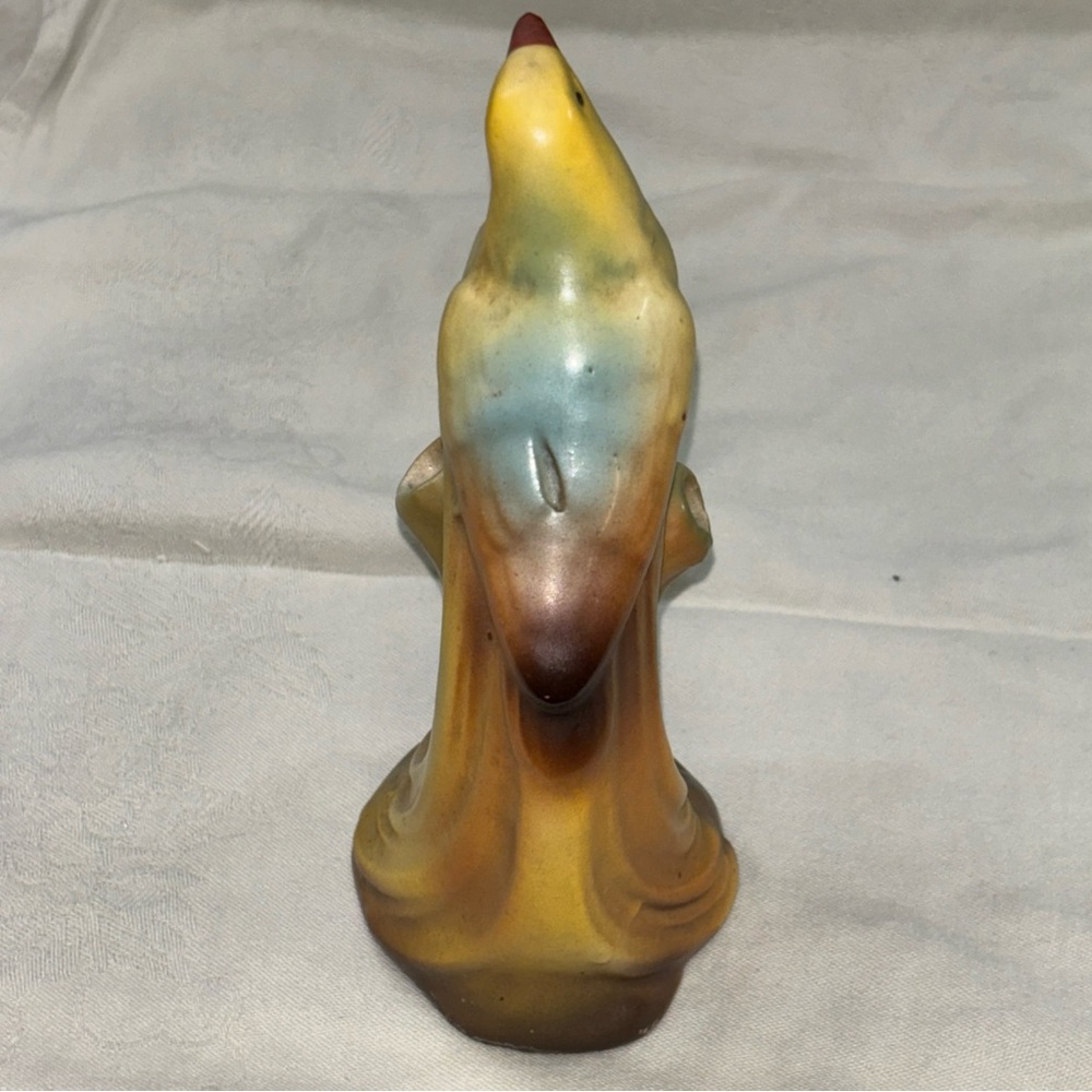 Colorful Ceramic Bird Figurine Czech Long Tail Triple Bud Vase Red Mark - Picture 5 of 8
